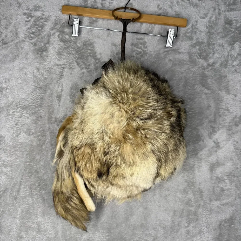 1940s Fox Fur Handwarmer With Bakelite Handle Lined Legs And Tail Antique Warm